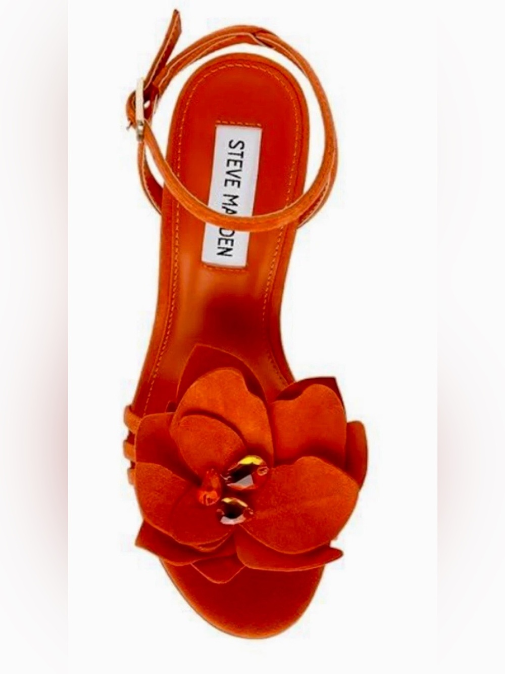 Steve Madden Orange Floral jeweled Suede Ankle-Strap heels